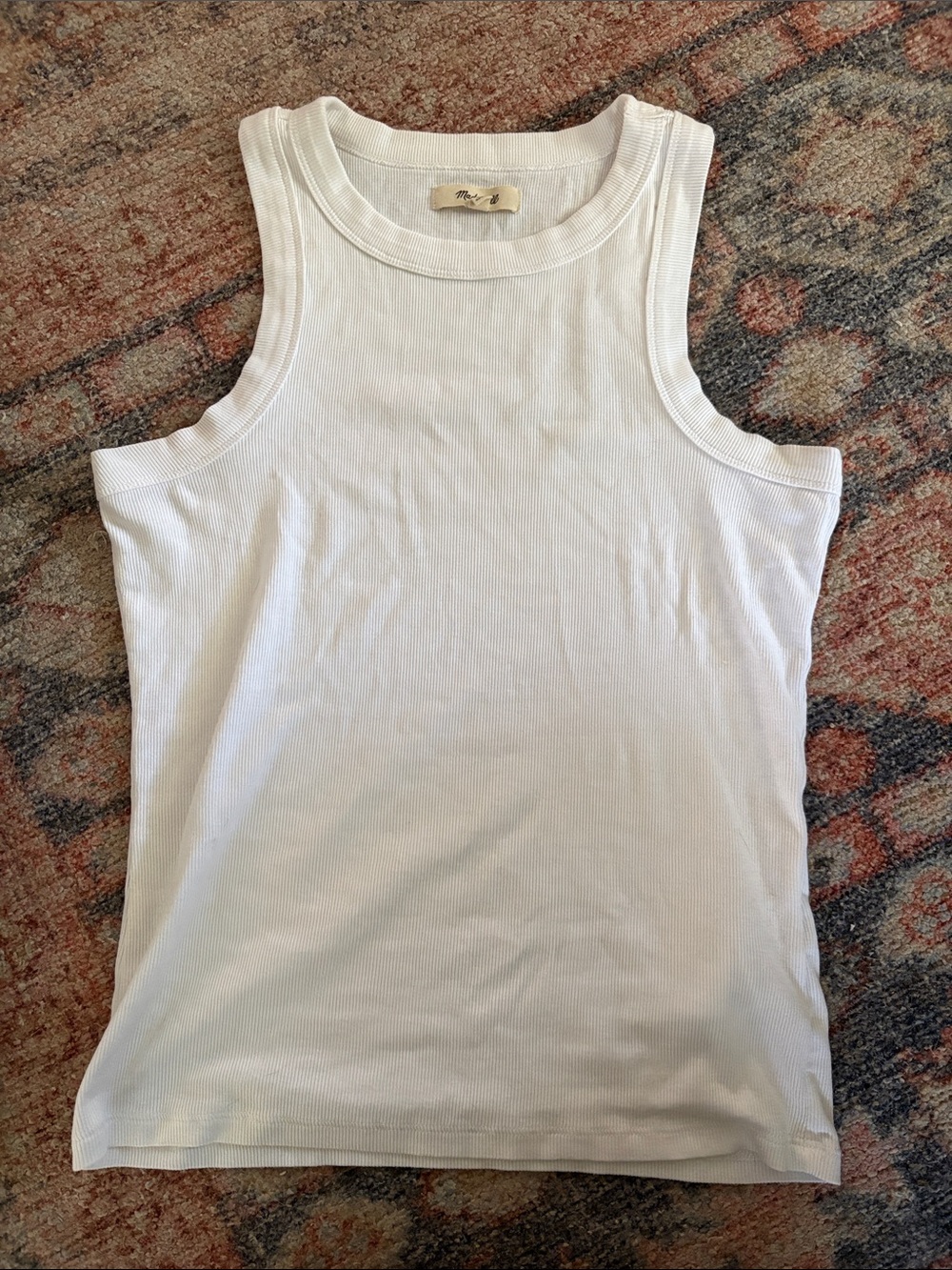 Madewell White Ribbed Tank Top